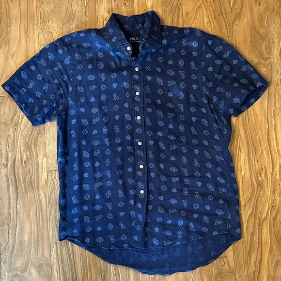 **POLO RALPH LAUREN** varsity linen shirt SIZE MEDIUM - Picture 6 of 6